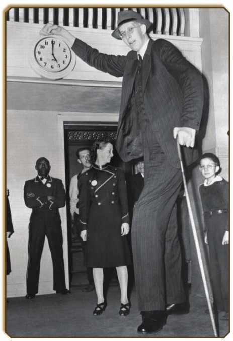 Sometimes giants are exactly what we think they are: freaking giants. Robert Wadlow here, is the tallest person in history at over eleven feet tall.